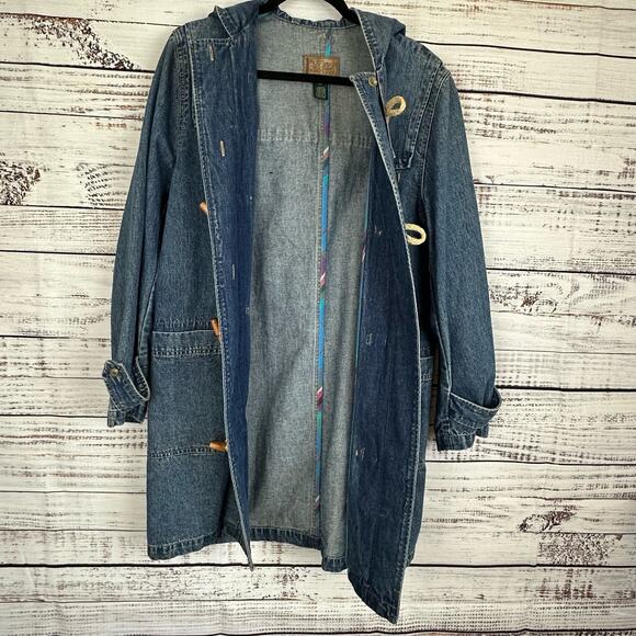 Women's VTG Ralph Lauren Jeans CO Denim Trench Toggle Utility Chore Jacket Sz M - Picture 6 of 8